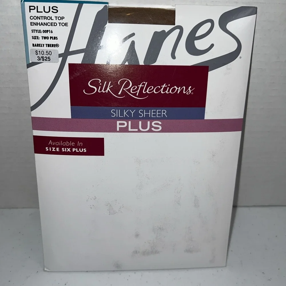 Hanes Size Two Plus Barely There control top  silky sheer Pantyhose NIB